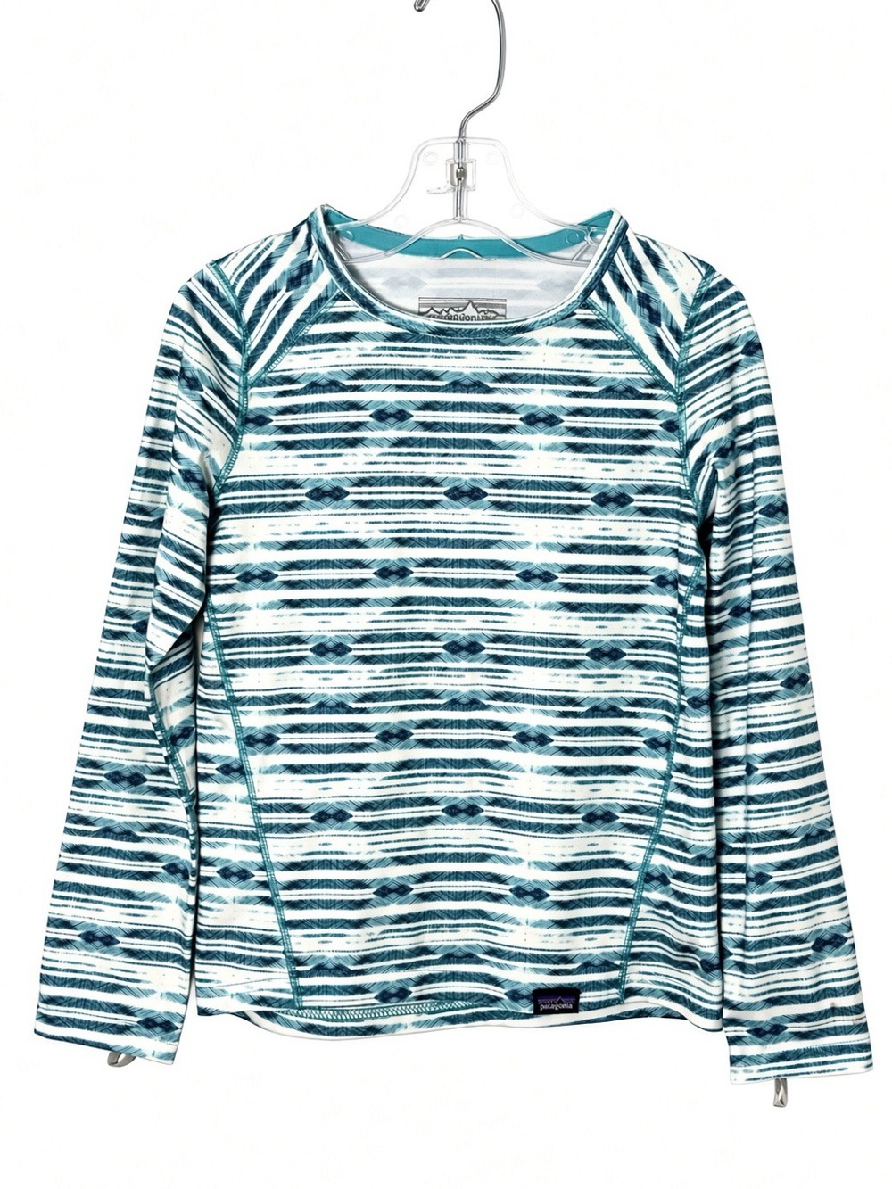 Patagonia Kids Capilene Baselayer Top XS 5-6 Teal Geometric Print